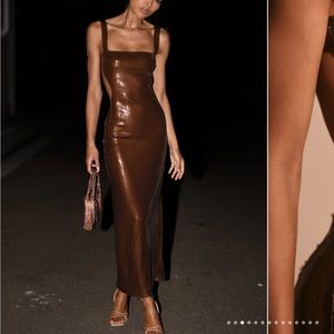 Meshki Adoria Chocolate sequin cutout maxi dress